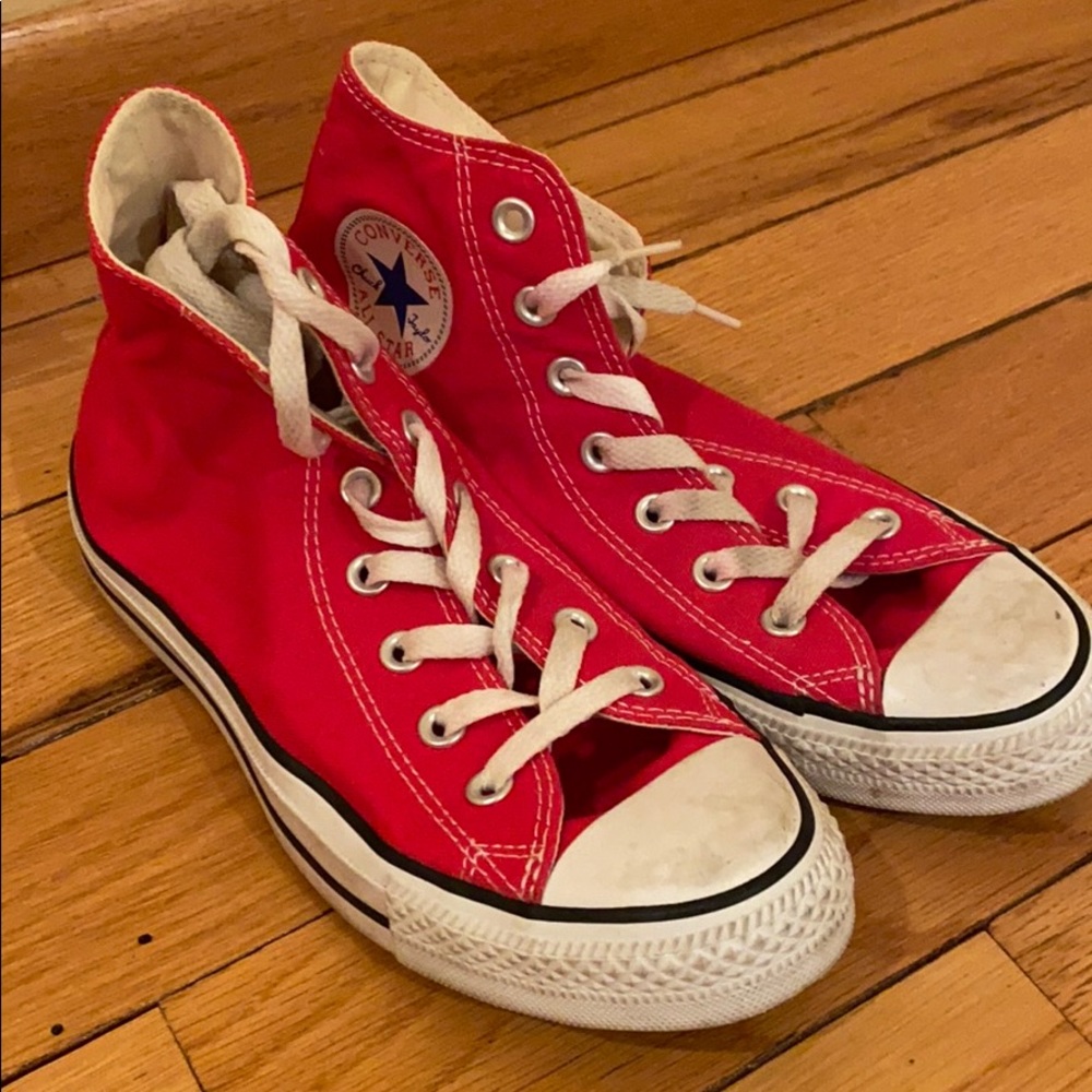 Red converse high tops
